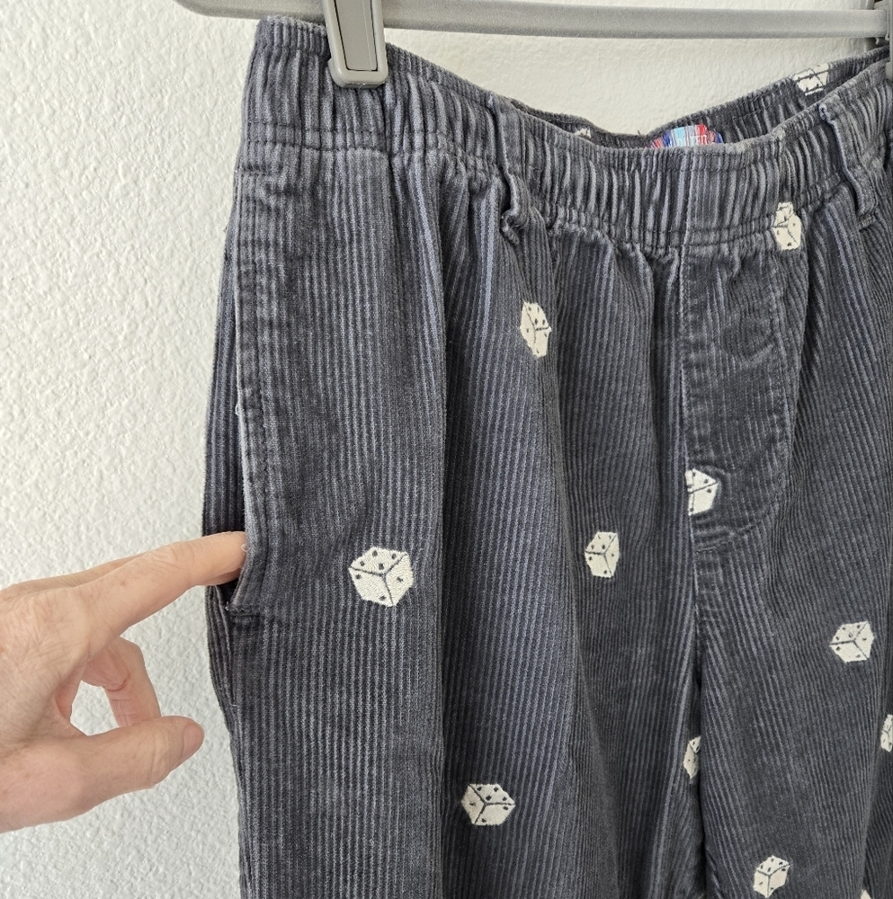 Urban Outfitters Men’s Gray Corduroy Pull-On Pants Embedded Dice size Large - Picture 4 of 16